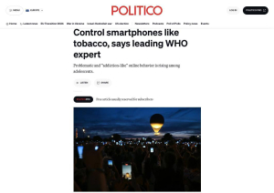 ВОЗ предлагает контролировать использование смартфонов по аналогии с курением