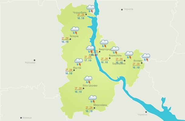В Украину идут грозы и шквалы